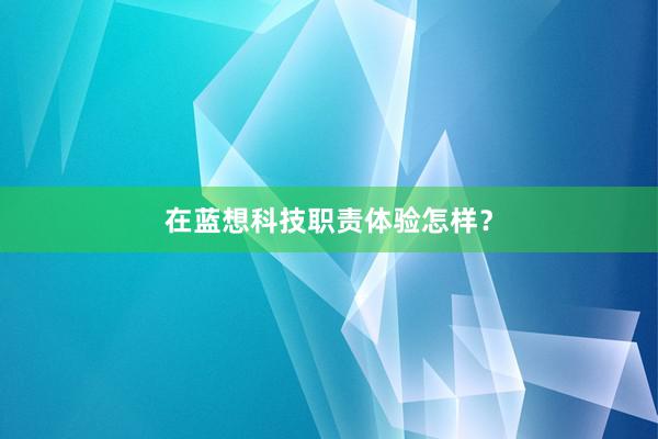 在蓝想科技职责体验怎样？